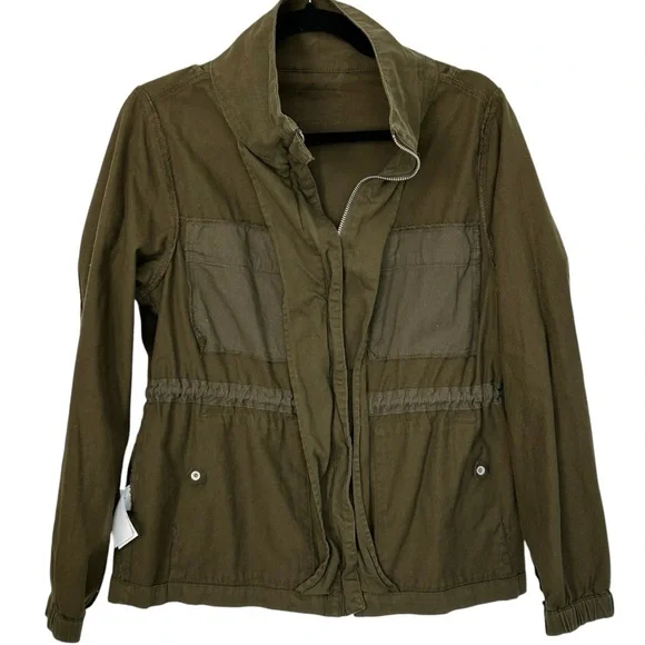 OLD NAVY Women’s Field Utility Jacket Olive Green Mock Collar Drawstring Waist M - Picture 7 of 11